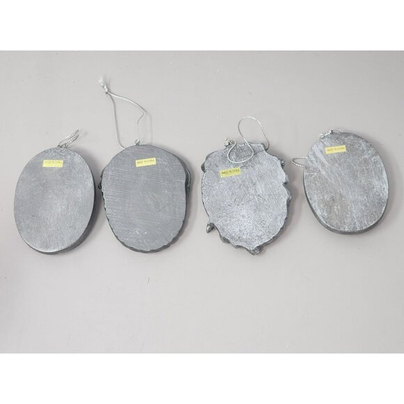 Set Of 4‎ Silver Tone Christmas Holiday Ornaments With Pinecones & Deer Design - Picture 2 of 8